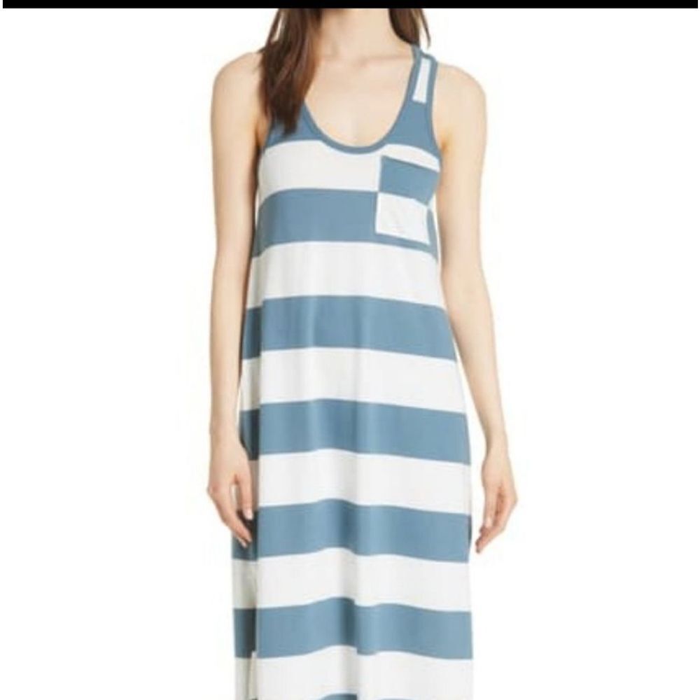 ATM stripe blue&white Tank Jersey Dress sz Large